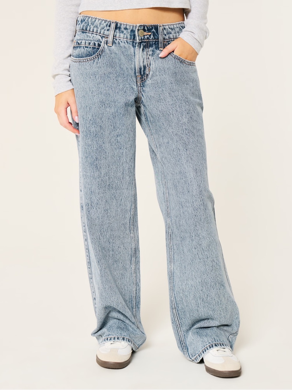 Hollister Light Wash Wide Leg High-Rise Jeans